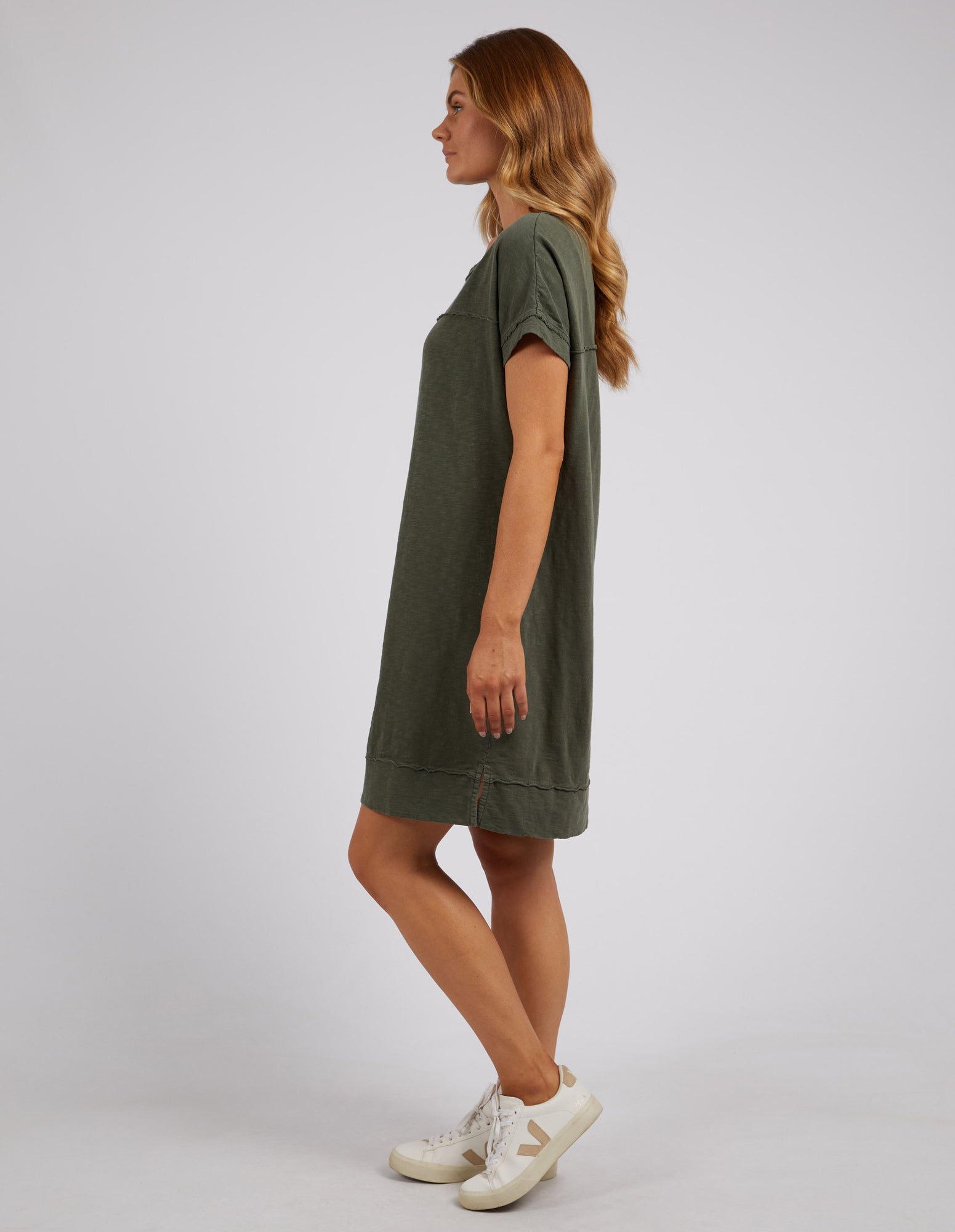 Collection of Foxwood Allison Tee Dress - Khaki in a gallery layout