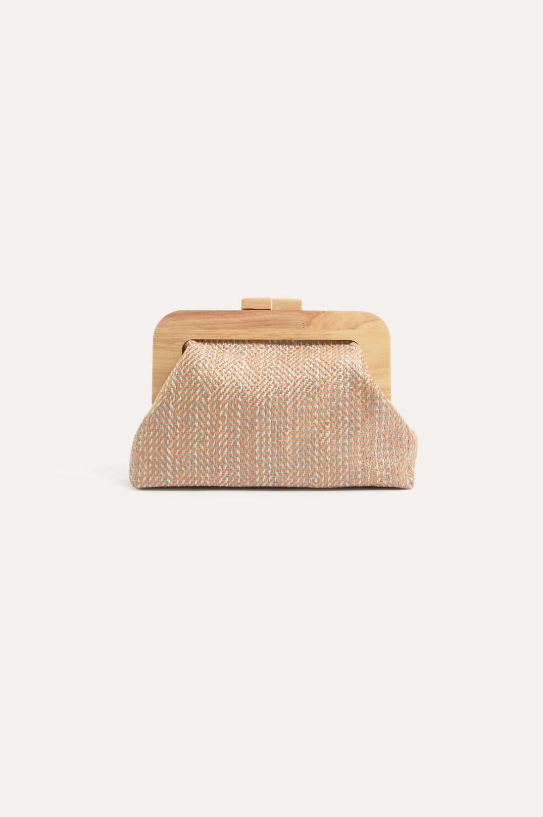 Image of Adorne Augusta Timber Frame Clutch - Peach/Multi