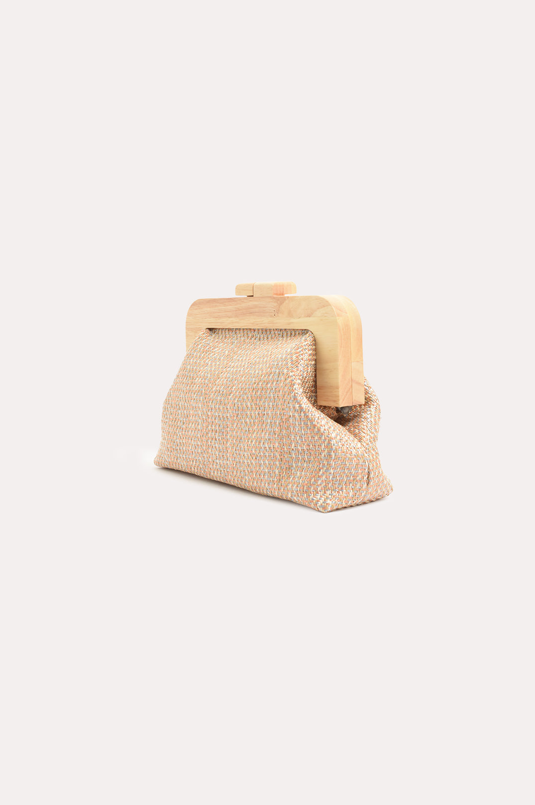 Adorne Augusta Timber Frame Clutch - Peach/Multi