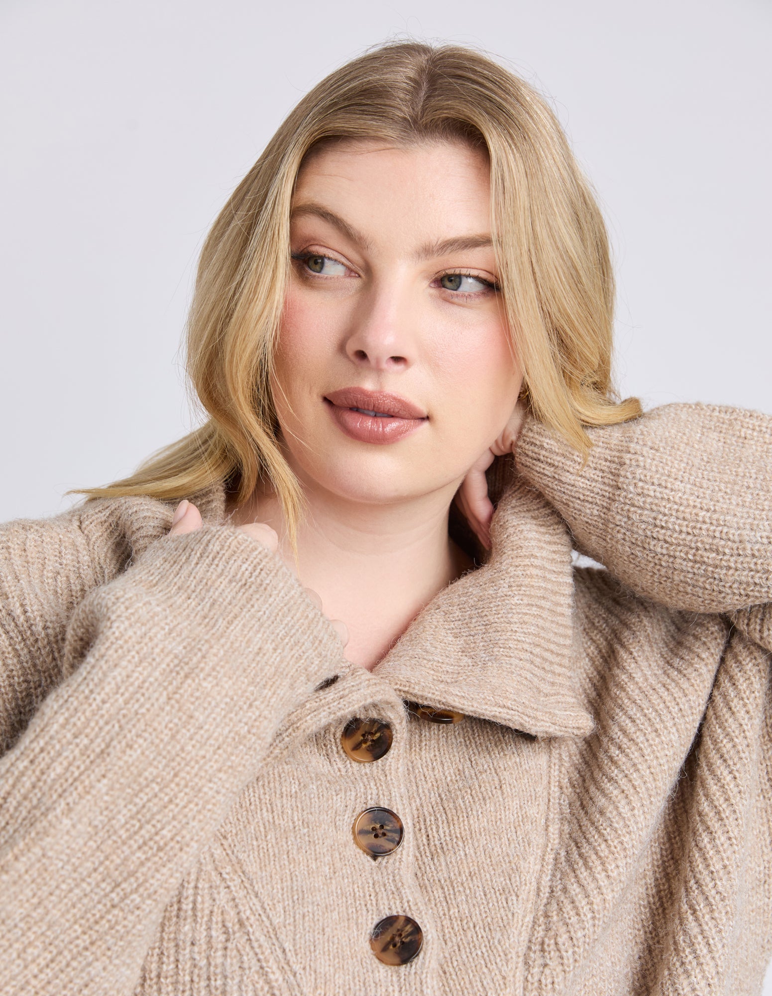Elm Bron Button Knit - Oatmeal