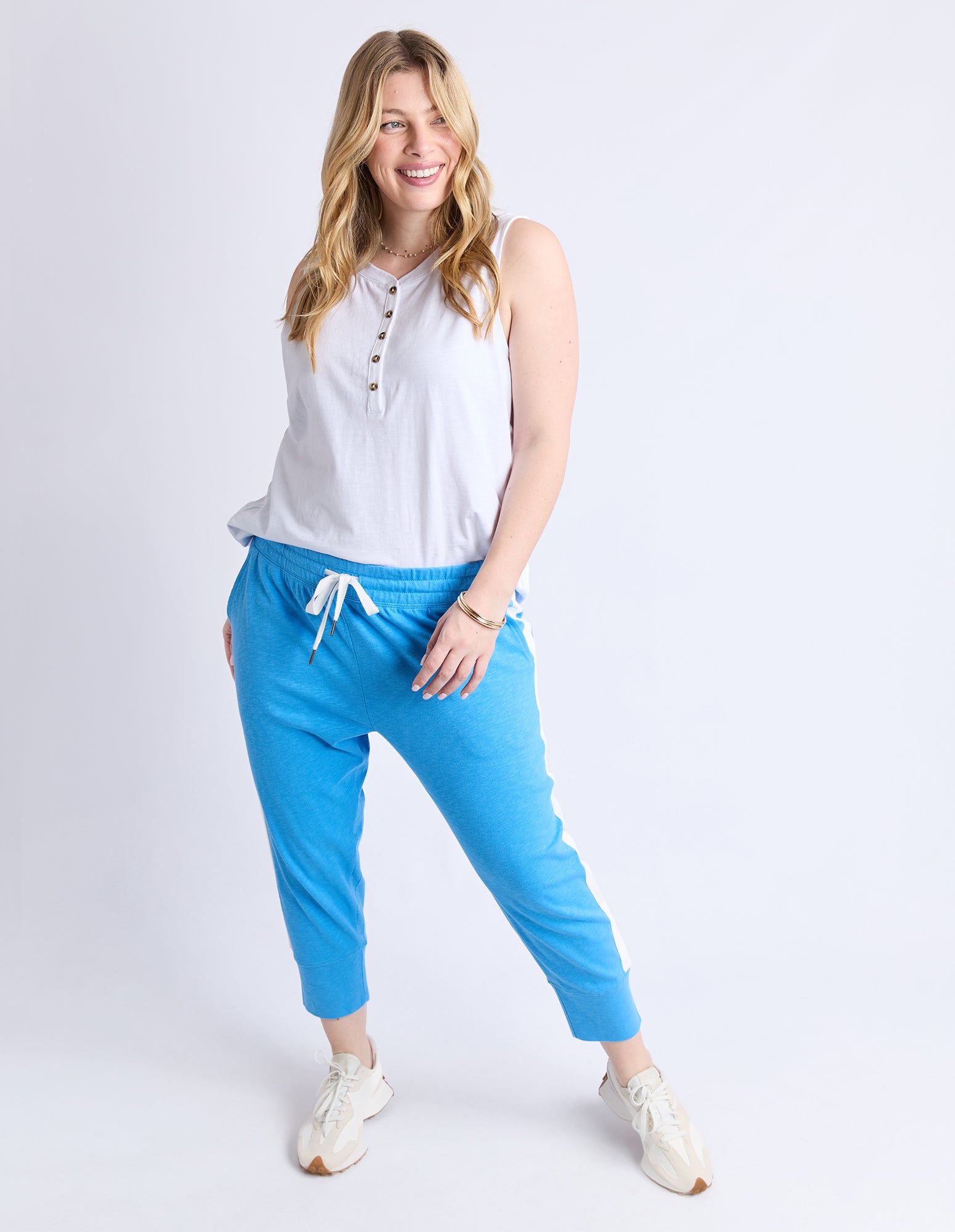 Elm Fundamental Brunch Pant - Azure Blue/ White Trim