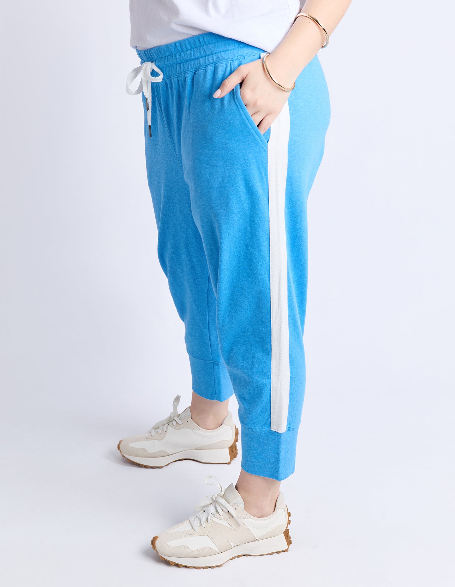 Collection of Elm Fundamental Brunch Pant - Azure Blue/ White Trim in a gallery layout