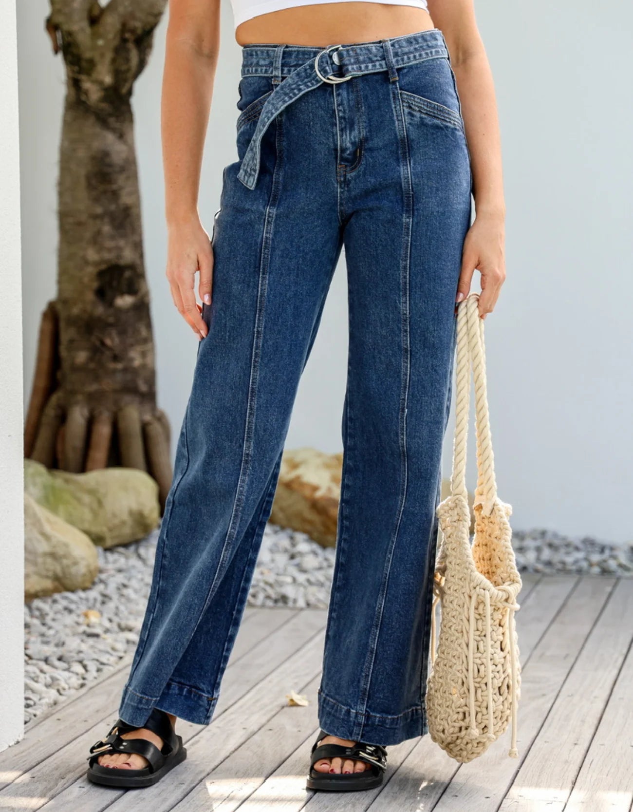 Image of Country Denim Seam Detail Belt Indiana Jean 704 - Dark