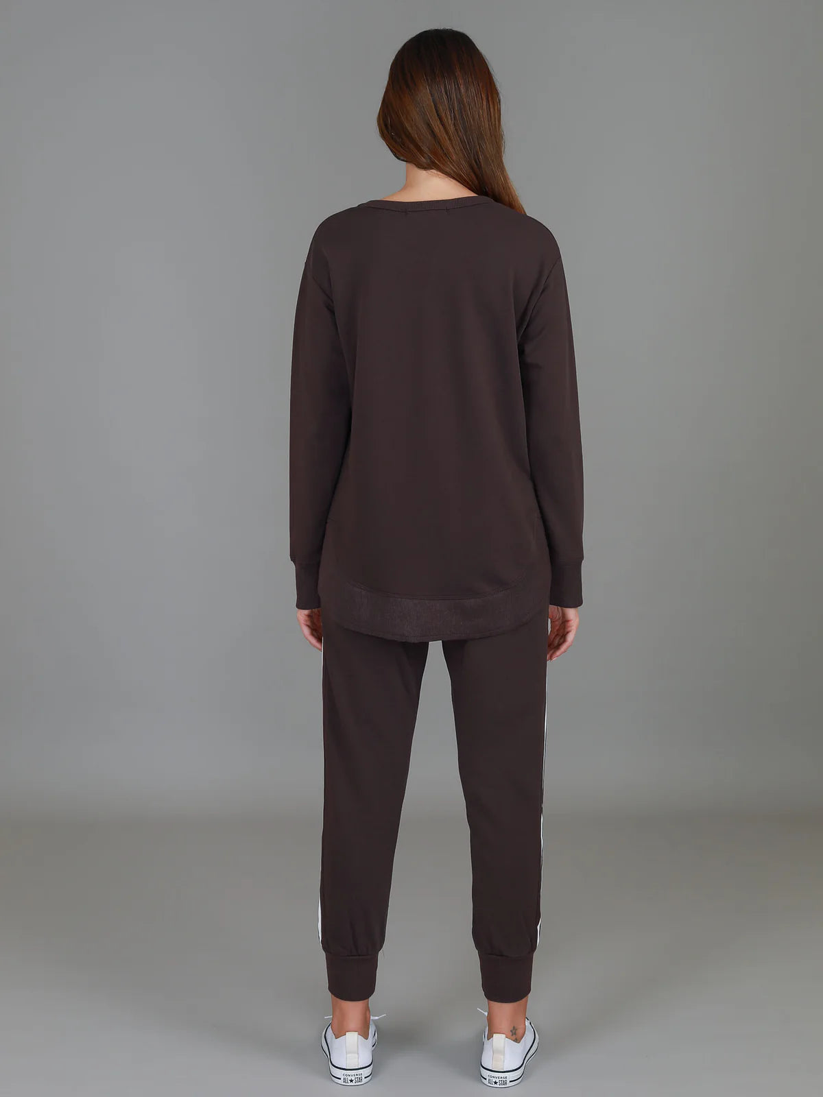 Collection of 3rd Story Charlette Curved Hem Sweater - Truffle in a gallery layout