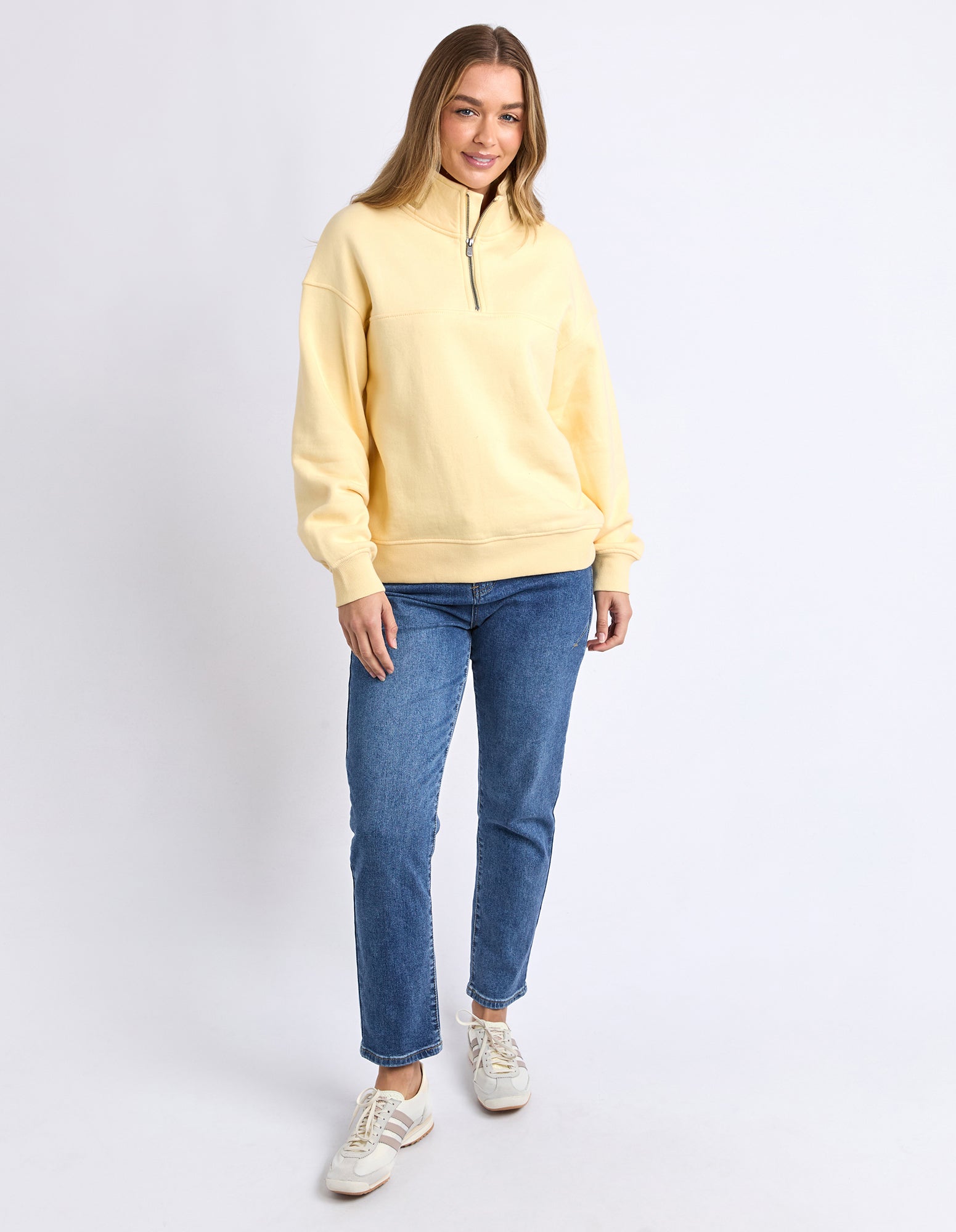 Collection of Foxwood College Zip Crew - Lemon in a gallery layout