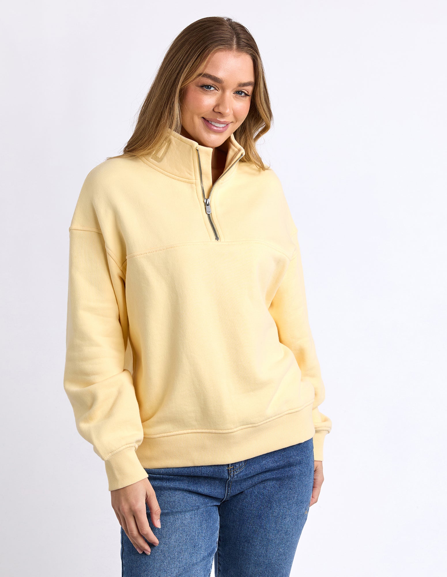 Collection of Foxwood College Zip Crew - Lemon in a gallery layout