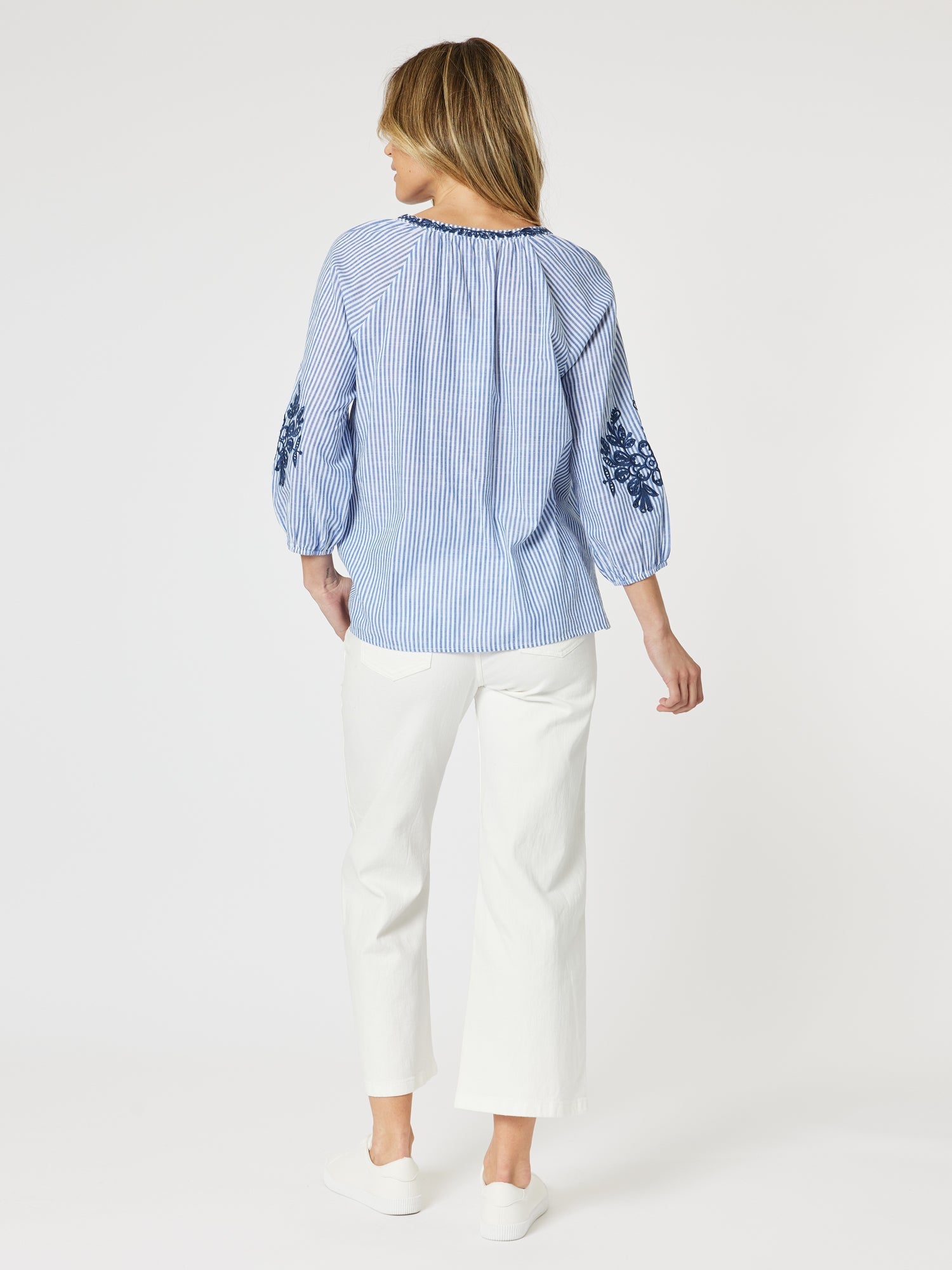 Collection of Gordon Smith Cottesloe Stripe Top - Blue/White in a gallery layout