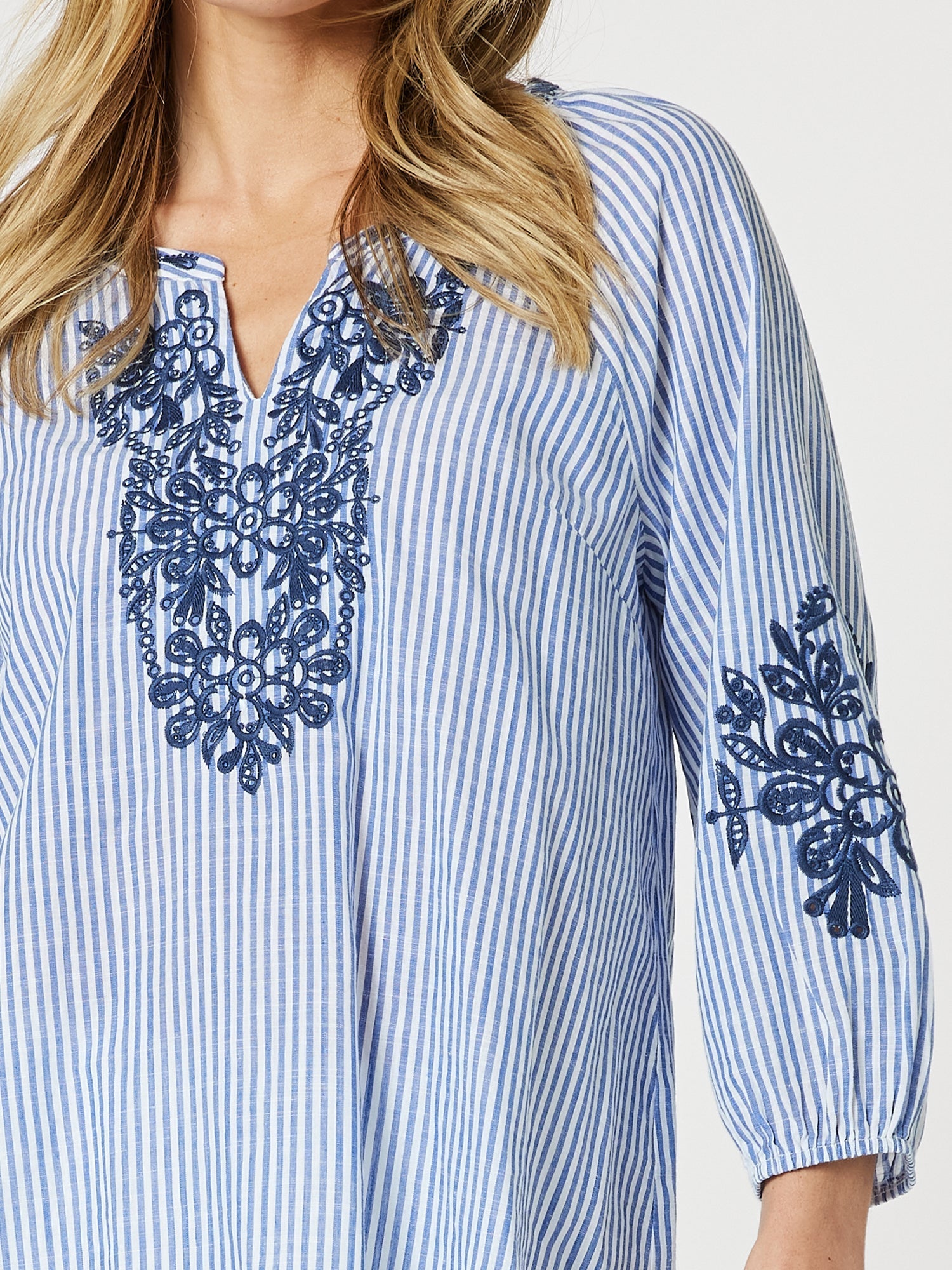 Collection of Gordon Smith Cottesloe Stripe Top - Blue/White in a gallery layout