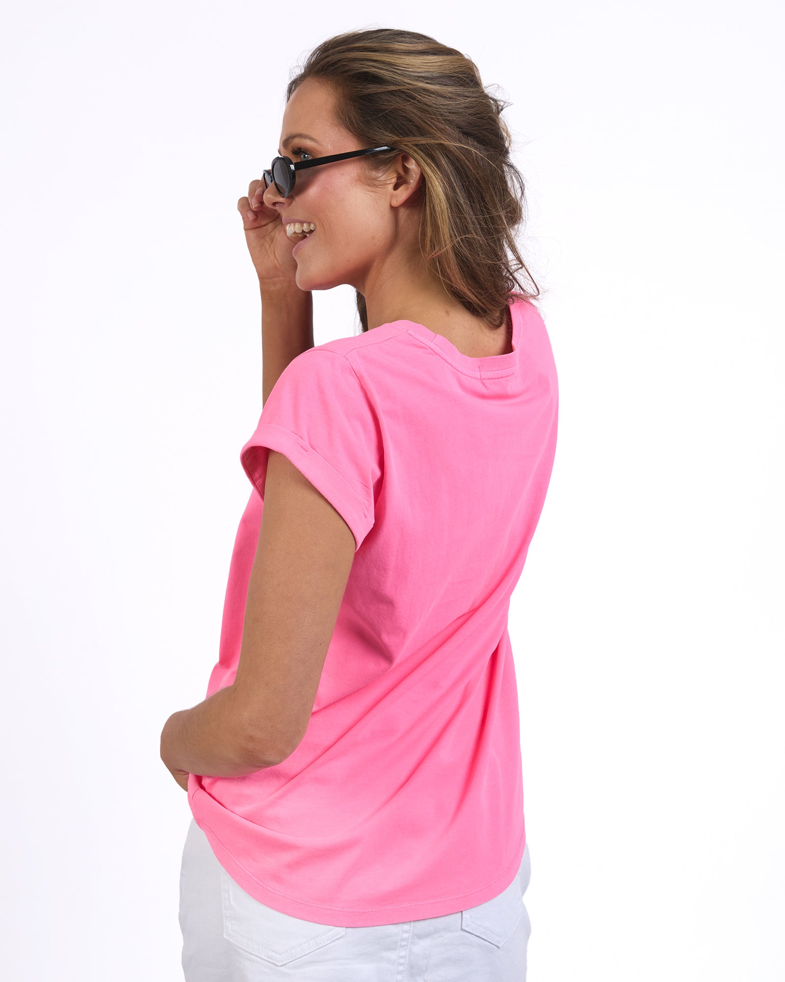 Collection of Foxwood Effortless Tee - Neon Rose in a gallery layout