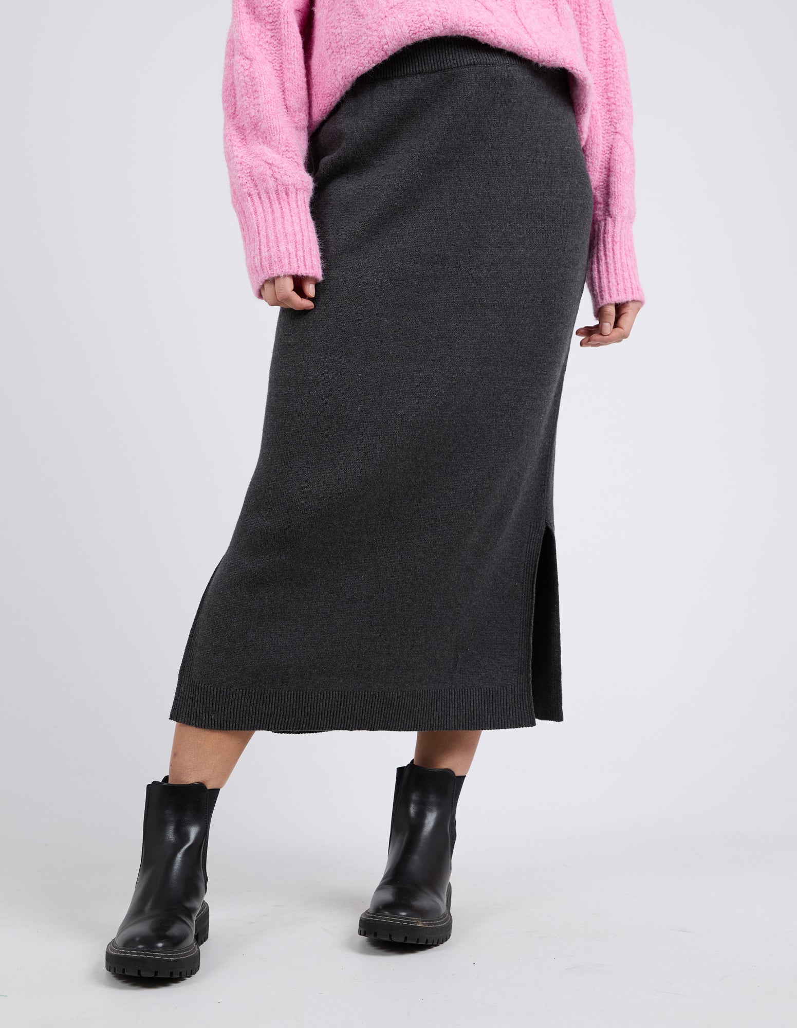 Collection of Elm Elodie Knit Skirt - Charcoal in a gallery layout