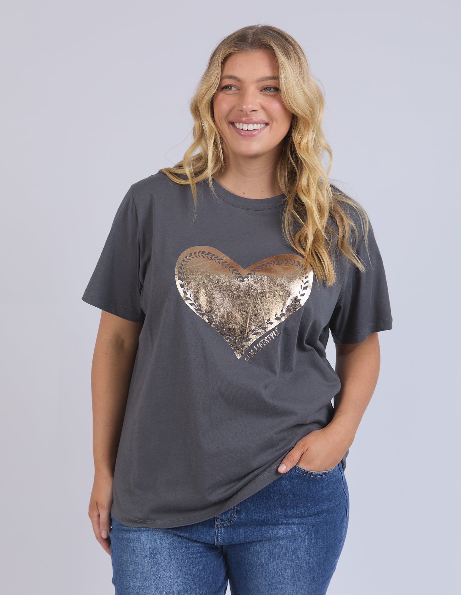 Elm Fancy Heart Tee - Washed Black