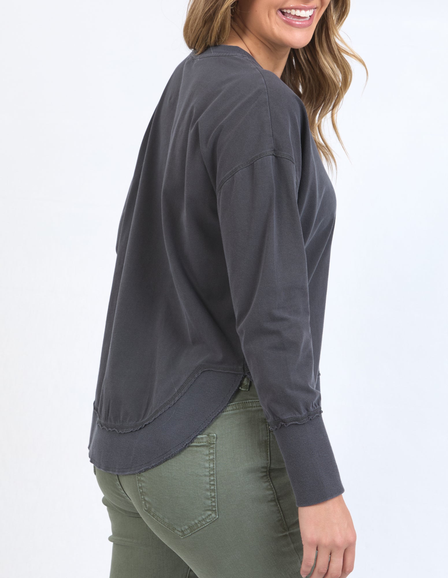 Collection of Foxwood Farrah Long Sleeve - Charcoal in a gallery layout