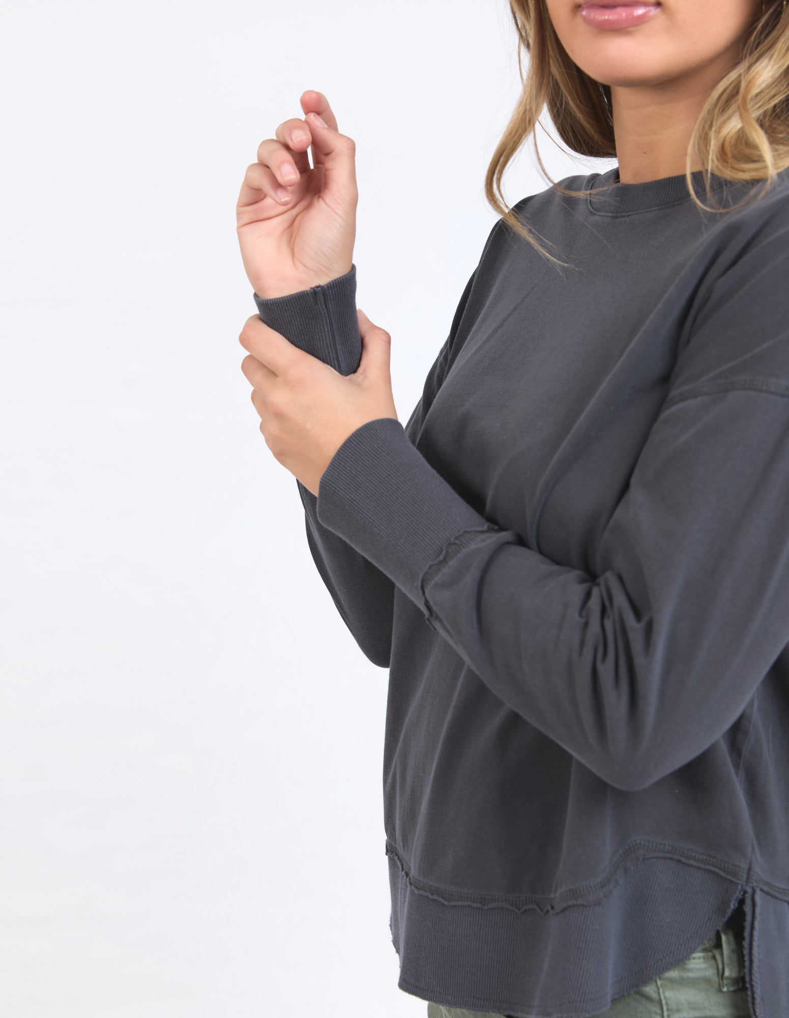 Collection of Foxwood Farrah Long Sleeve - Charcoal in a gallery layout