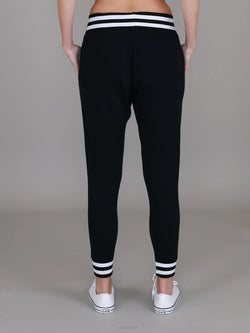 Collection of 3rd Story Fia Contrast Stripe Rib Jogger - Black/White in a gallery layout