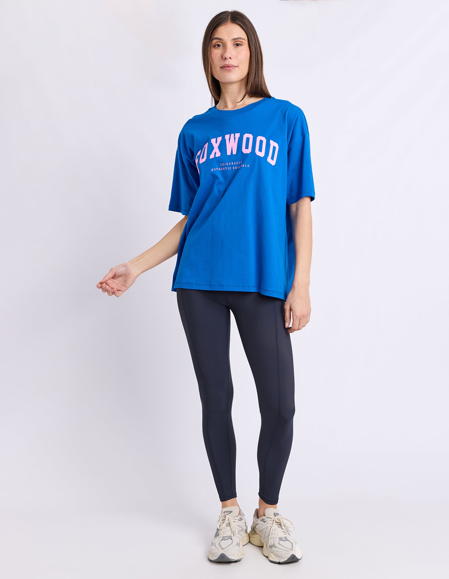 Image of Foxwood Interval Tee - Cobalt Blue with Neon Pink