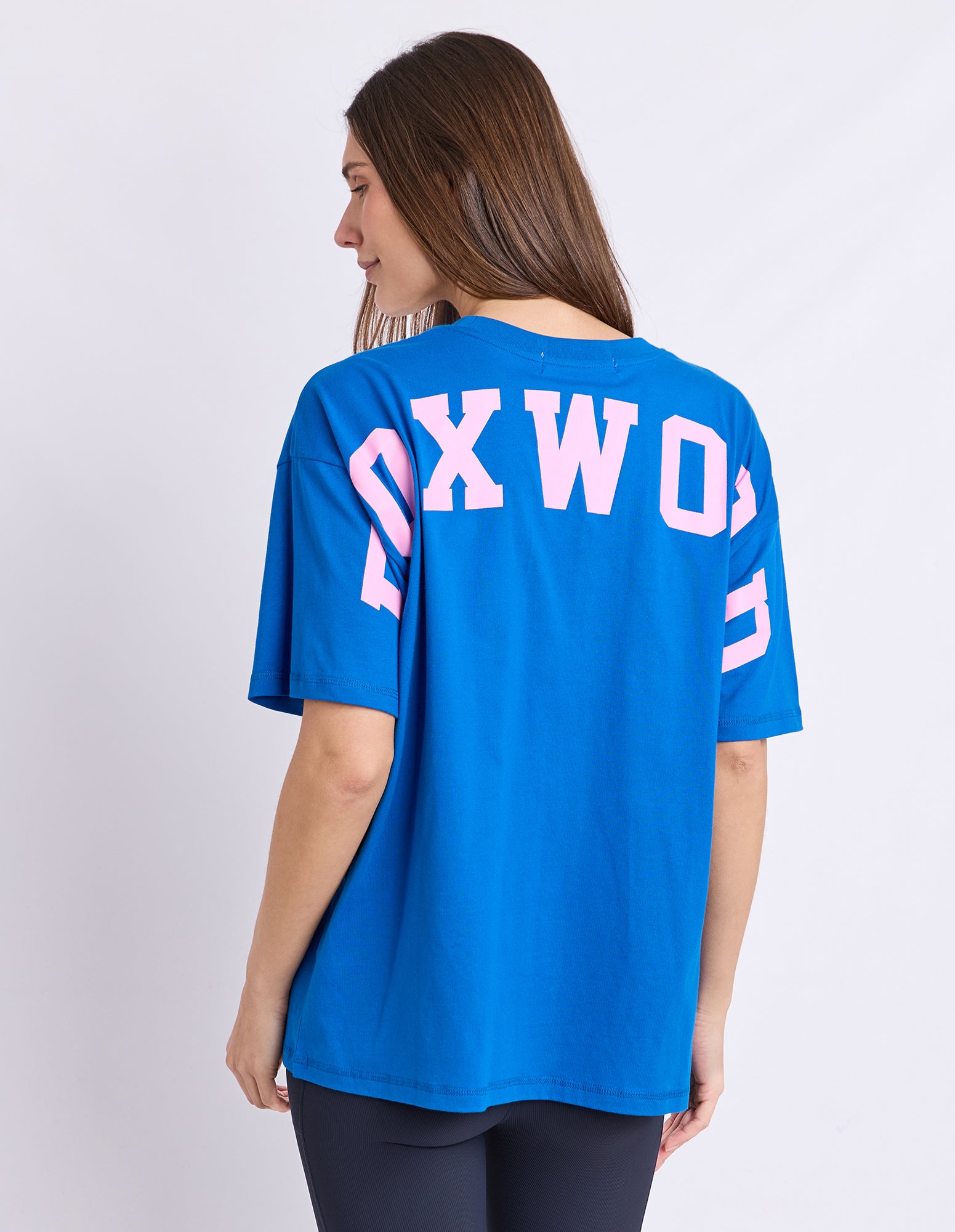 Image of Foxwood Interval Tee - Cobalt Blue with Neon Pink