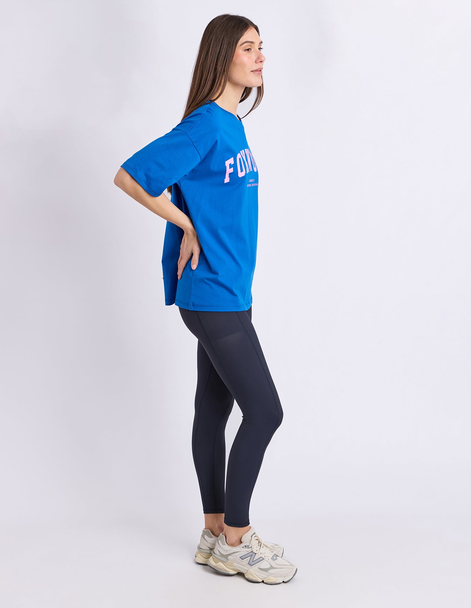 Image of Foxwood Interval Tee - Cobalt Blue with Neon Pink