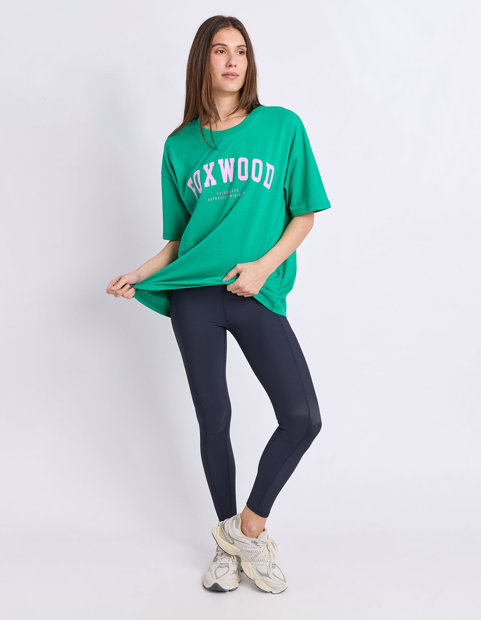 Foxwood Interval Tee - Bright Green with Pink