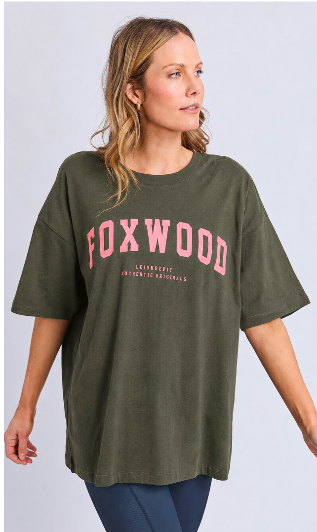 Foxwood Interval Tee - Khaki with Coral