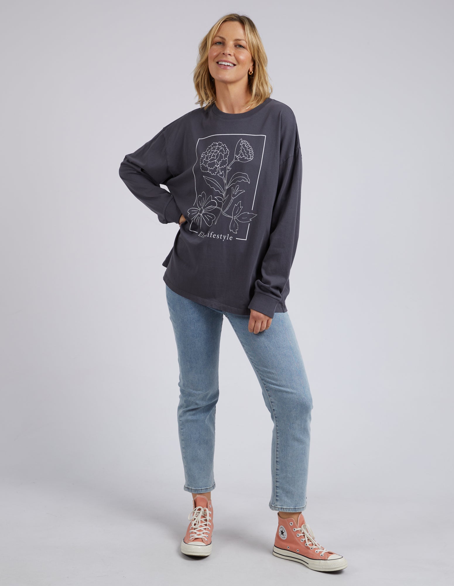 Collection of Elm Framed Long Sleeve Tee - Washed Black in a gallery layout