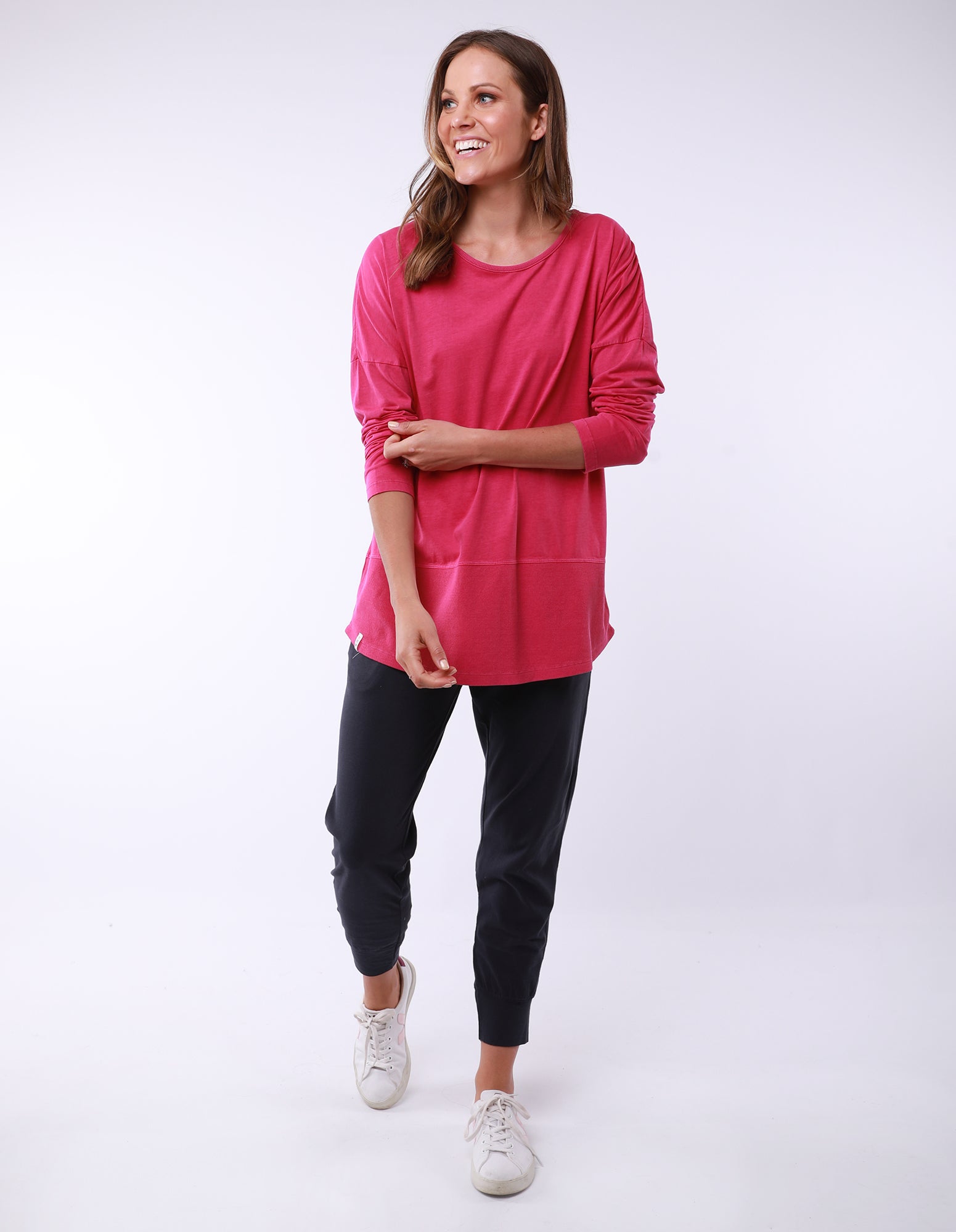 Collection of Elm Fundamental Rib L/S Tee - Fuchsia in a gallery layout