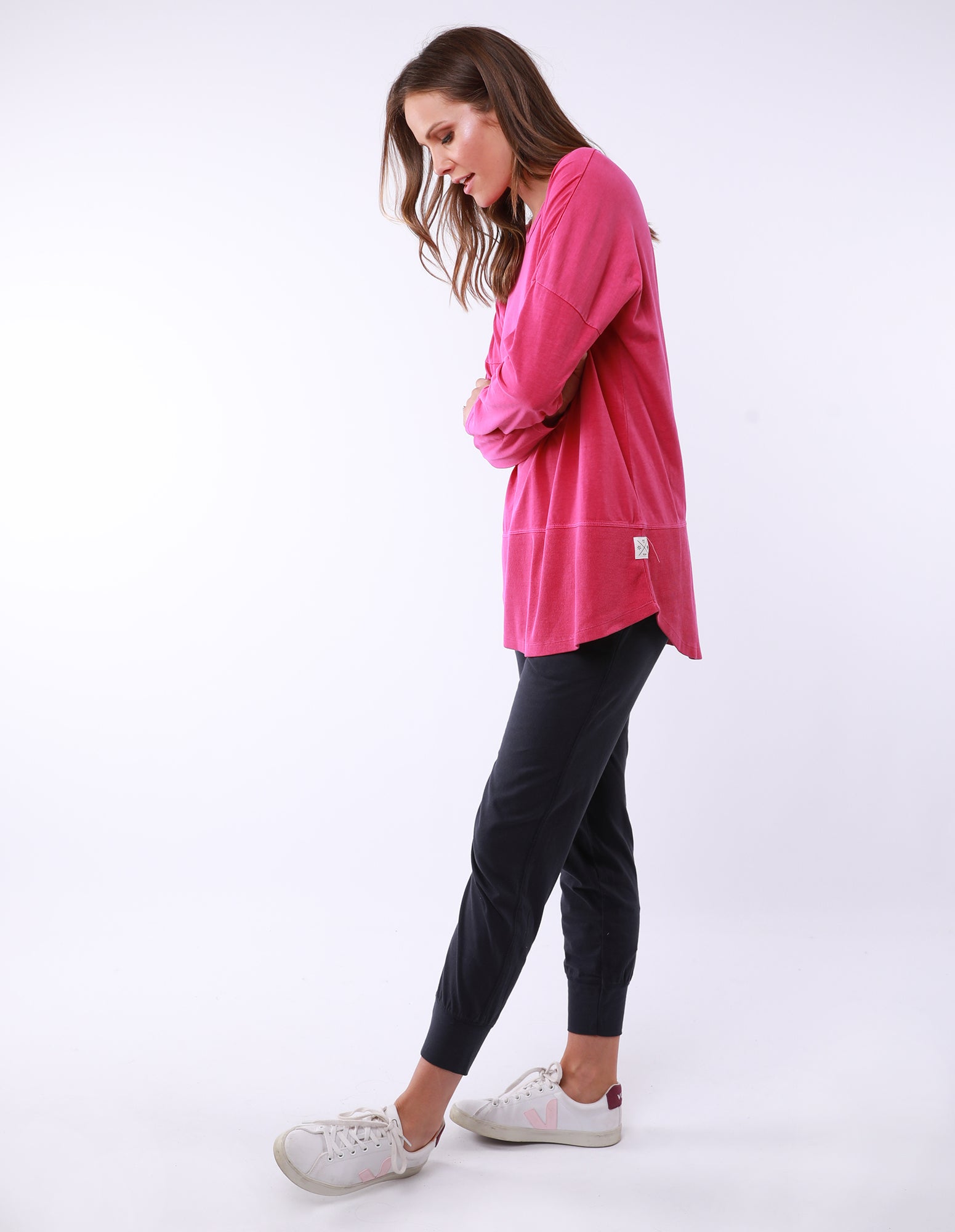 Collection of Elm Fundamental Rib L/S Tee - Fuchsia in a gallery layout