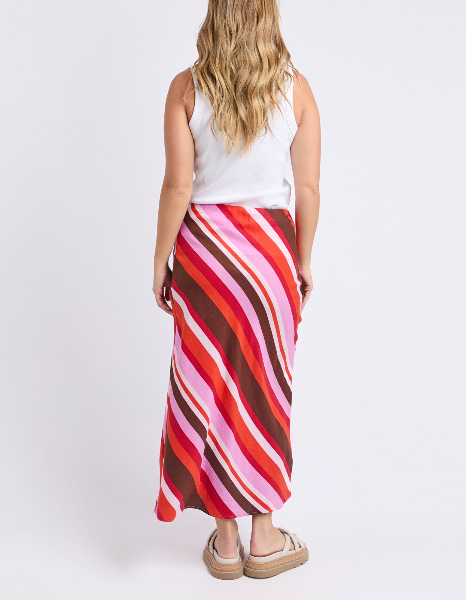 Collection of Foxwood Guava Stripe Skirt - Stripe in a gallery layout