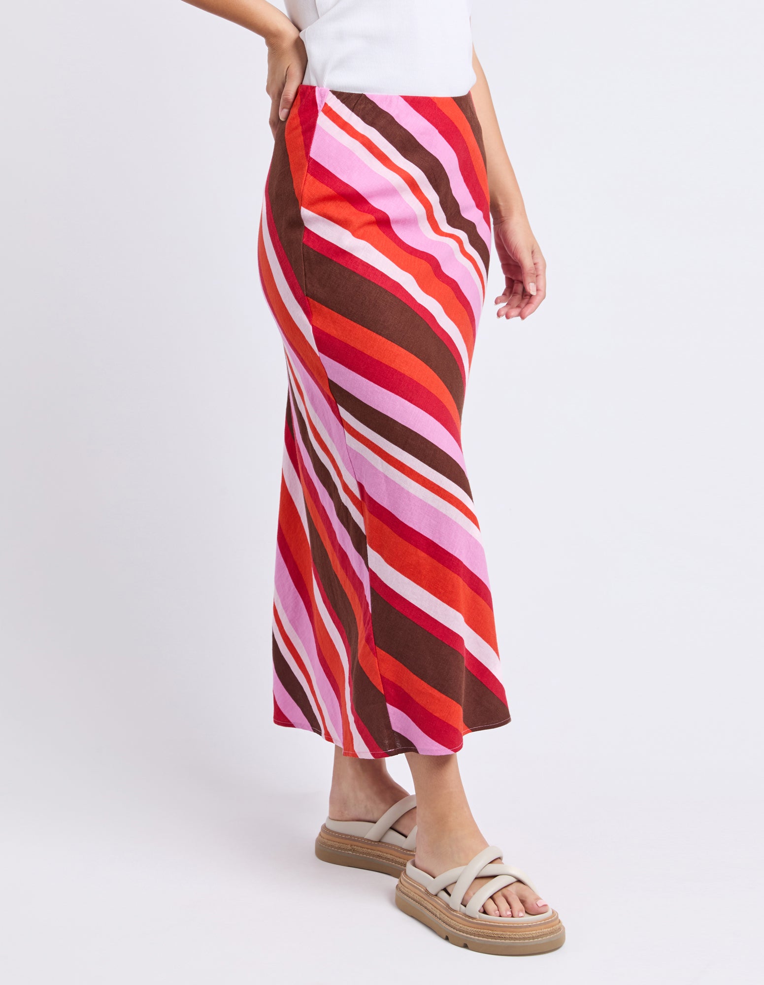 Collection of Foxwood Guava Stripe Skirt - Stripe in a gallery layout