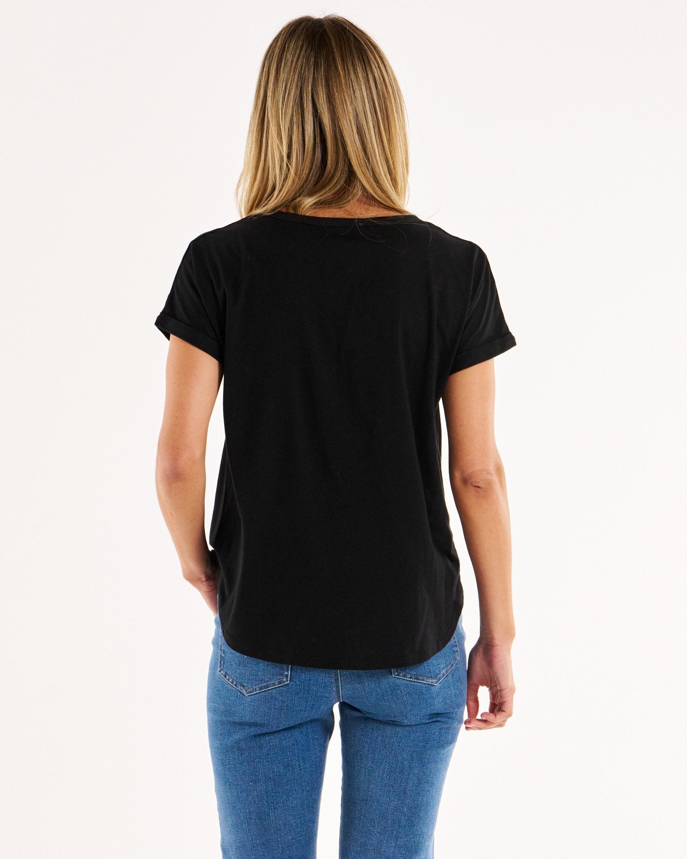Collection of hailey-short-sleeve-tee-black-embellished-BB2026-2 in a gallery layout