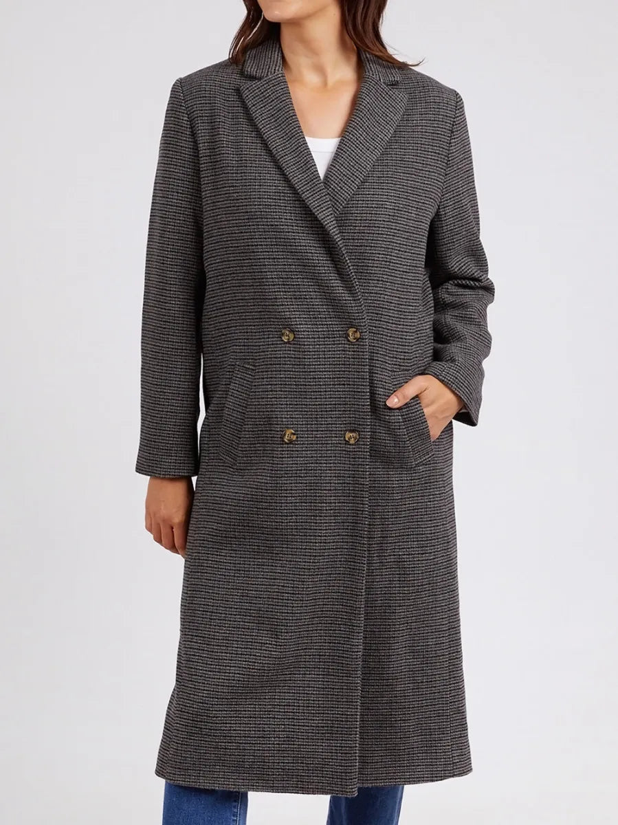 Elm Becky Trench - Charcoal Houndstooth
