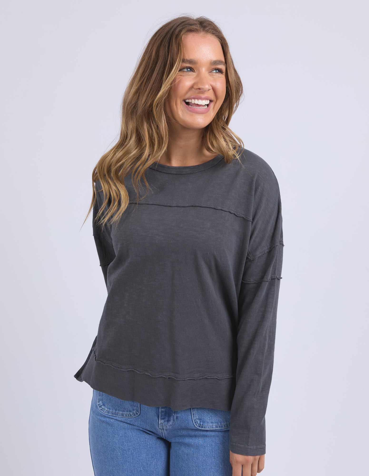 Foxwood Jayne Throw On Top- Charcoal