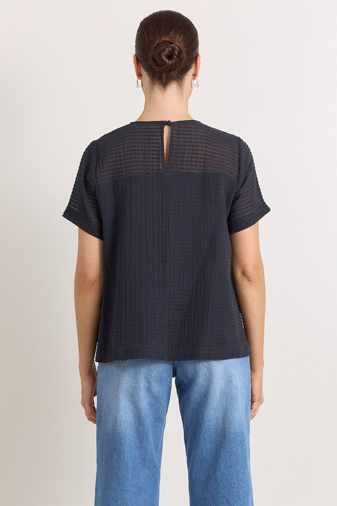 Adorne Lori Textured Cotton Top - Ink