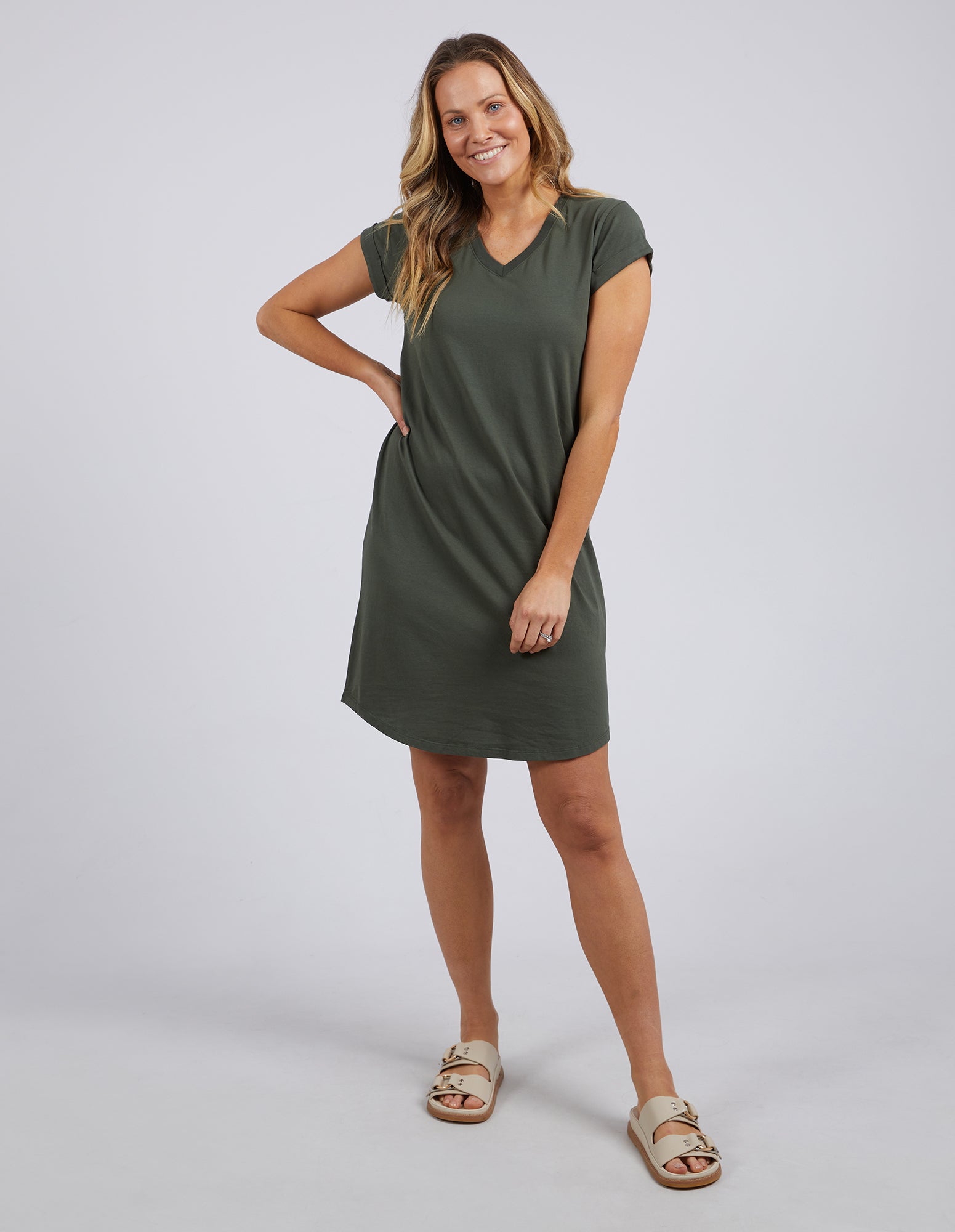 Image of Foxwood Manly Vee Dress - Khaki