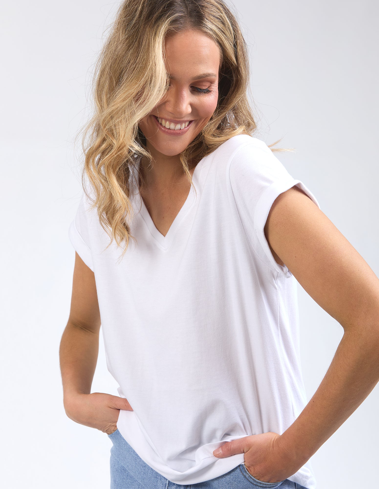 Foxwood Manly Vee Tee - White