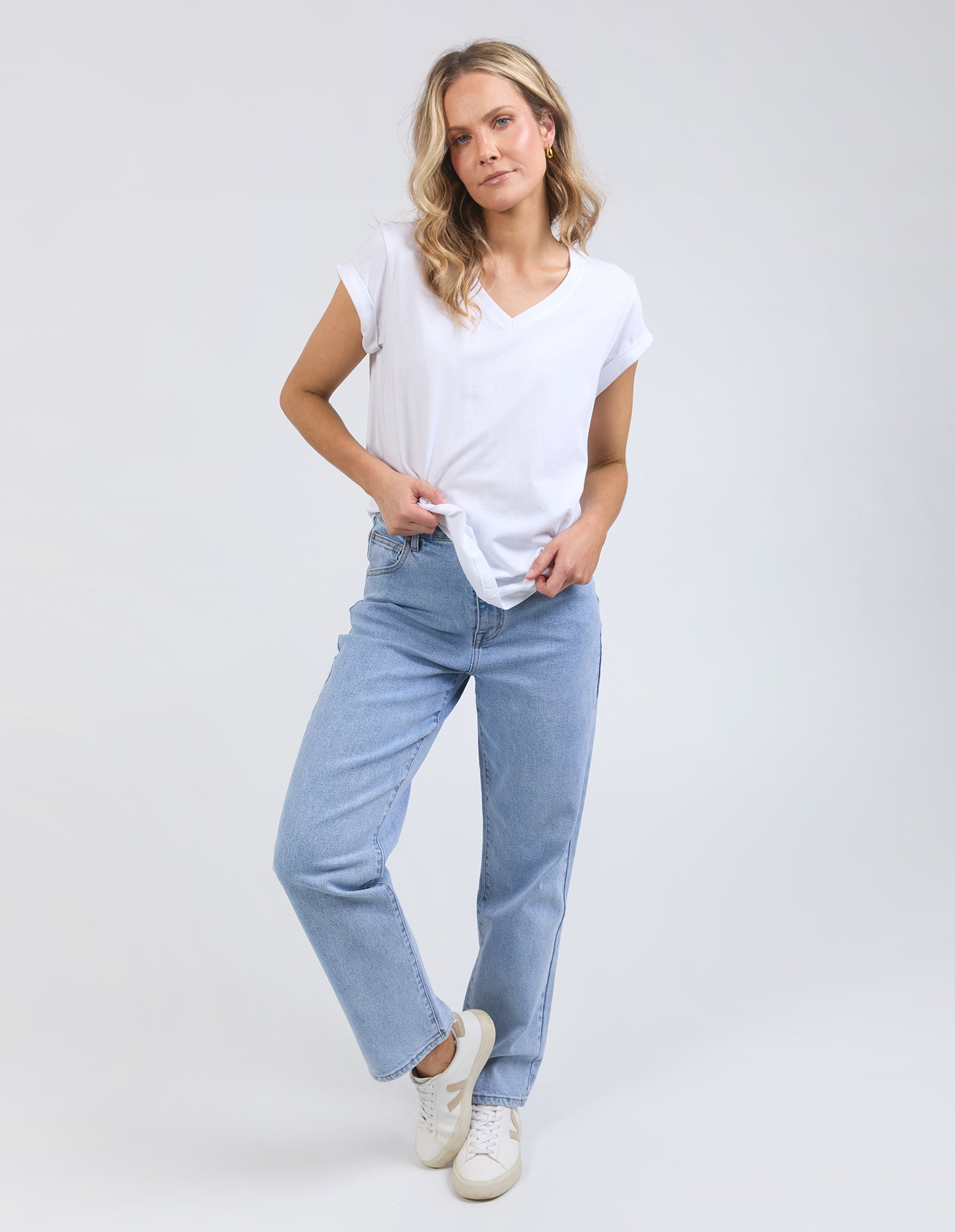 Collection of Foxwood Manly Vee Tee - White in a gallery layout