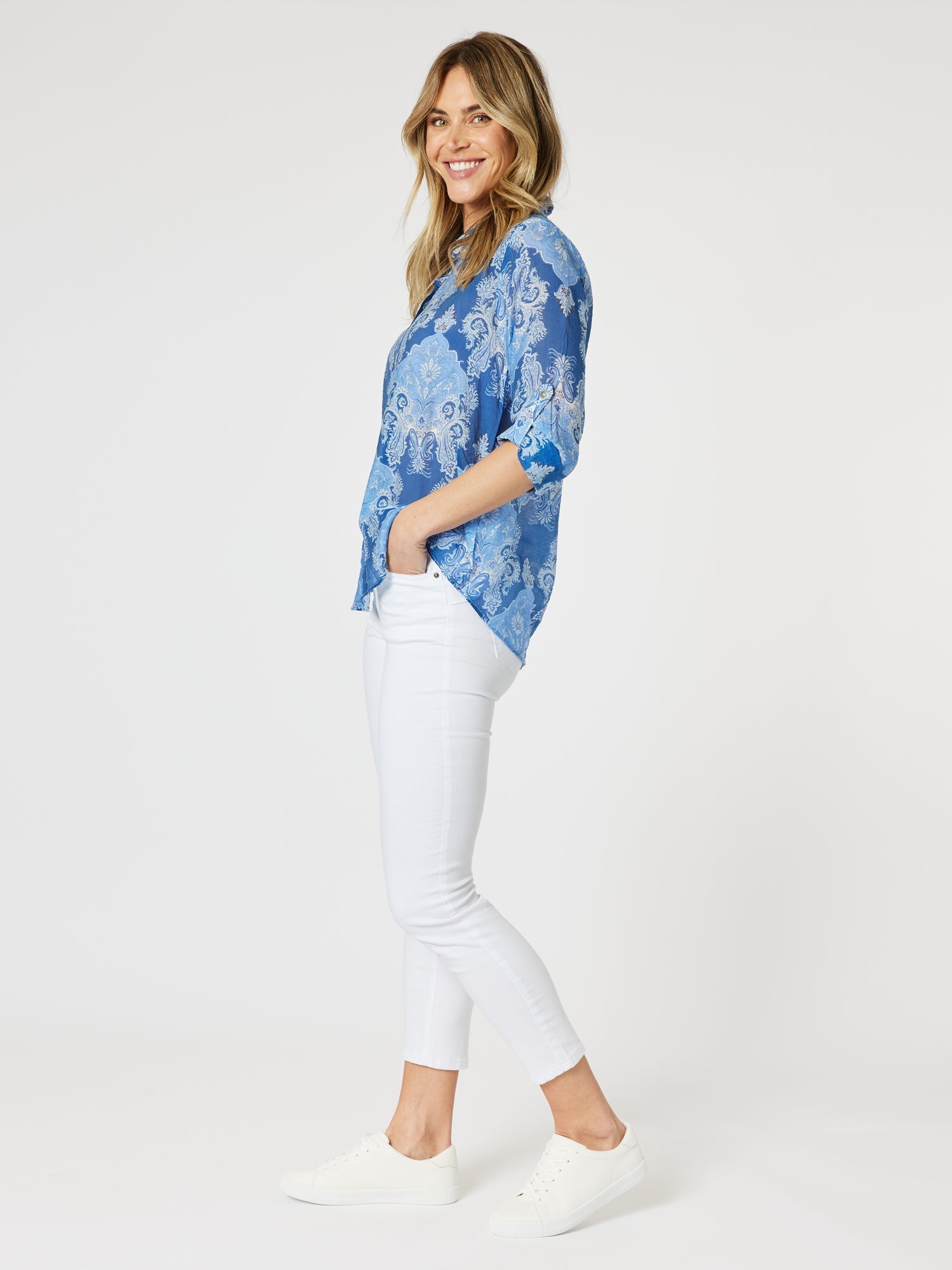 Collection of Gordon Smith Marine Print Shirt - Blue in a gallery layout