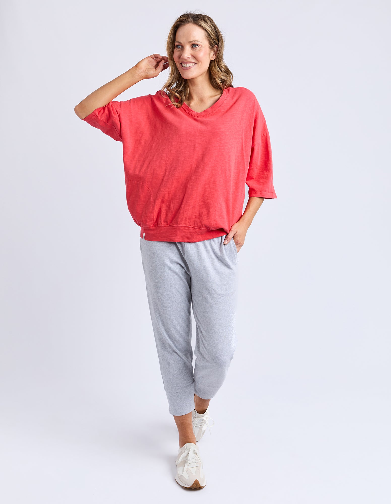 Collection of Elm Fundamental Mazie Vee Neck - Cayenne in a gallery layout