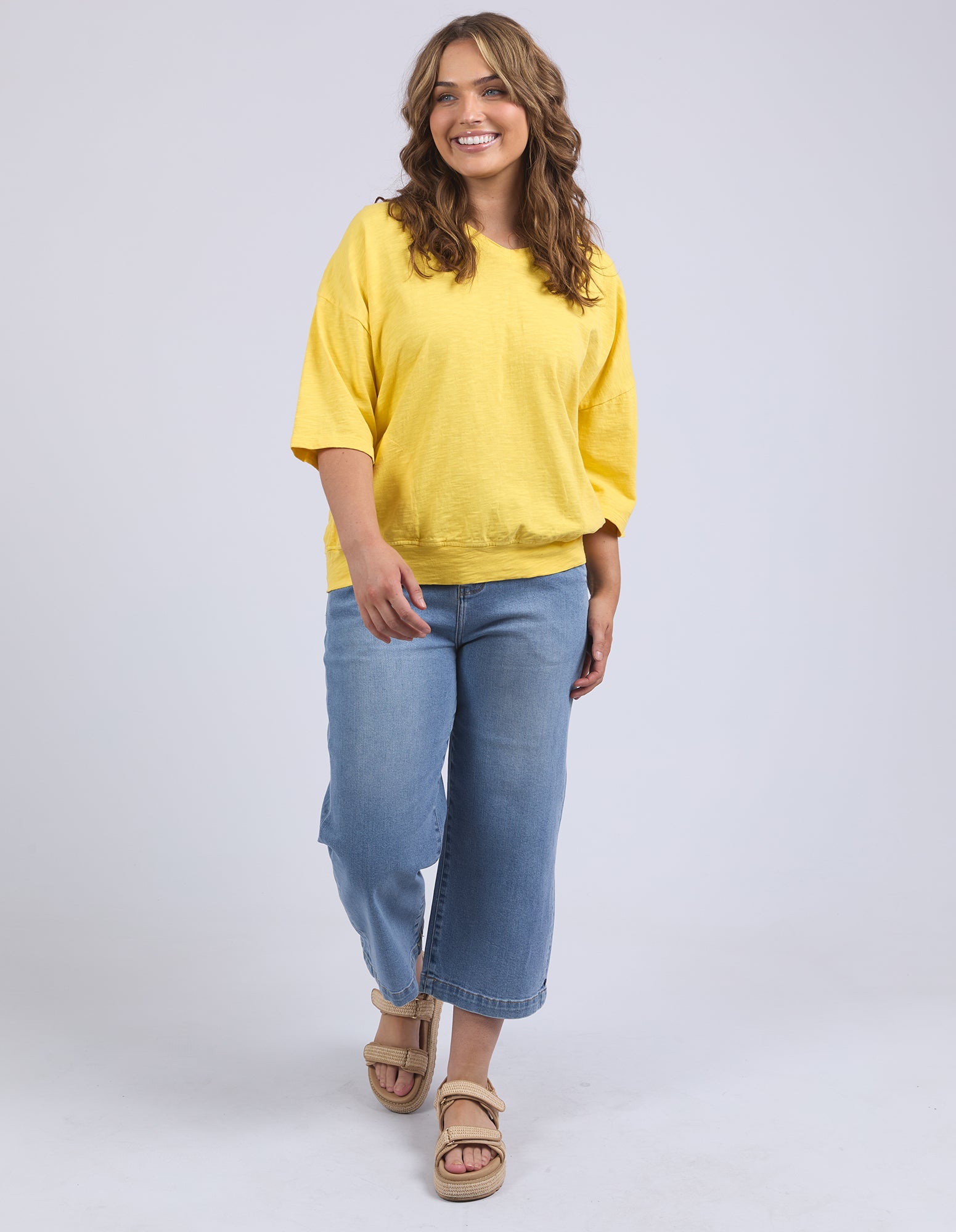 Elm Fundamental Mazie Vee Neck - Lemon