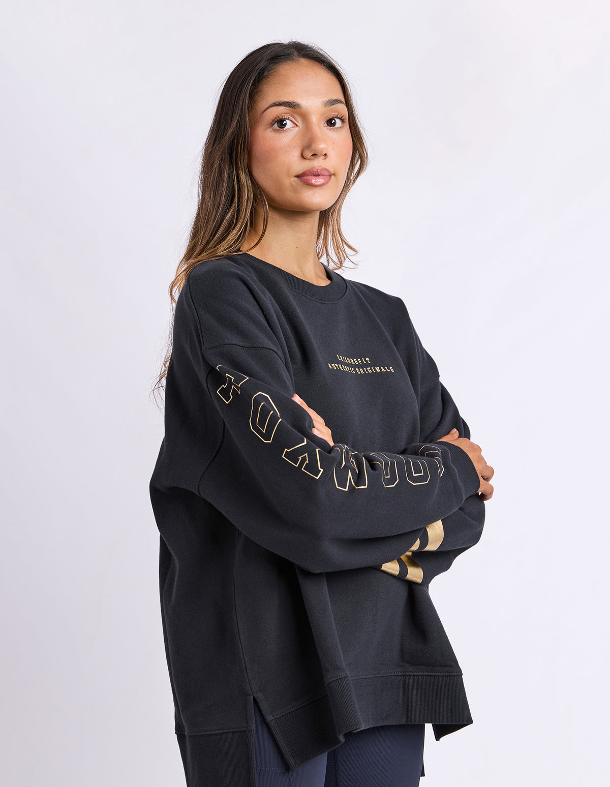 Foxwood Metallic Origin Crew Jumper - Black with Gold