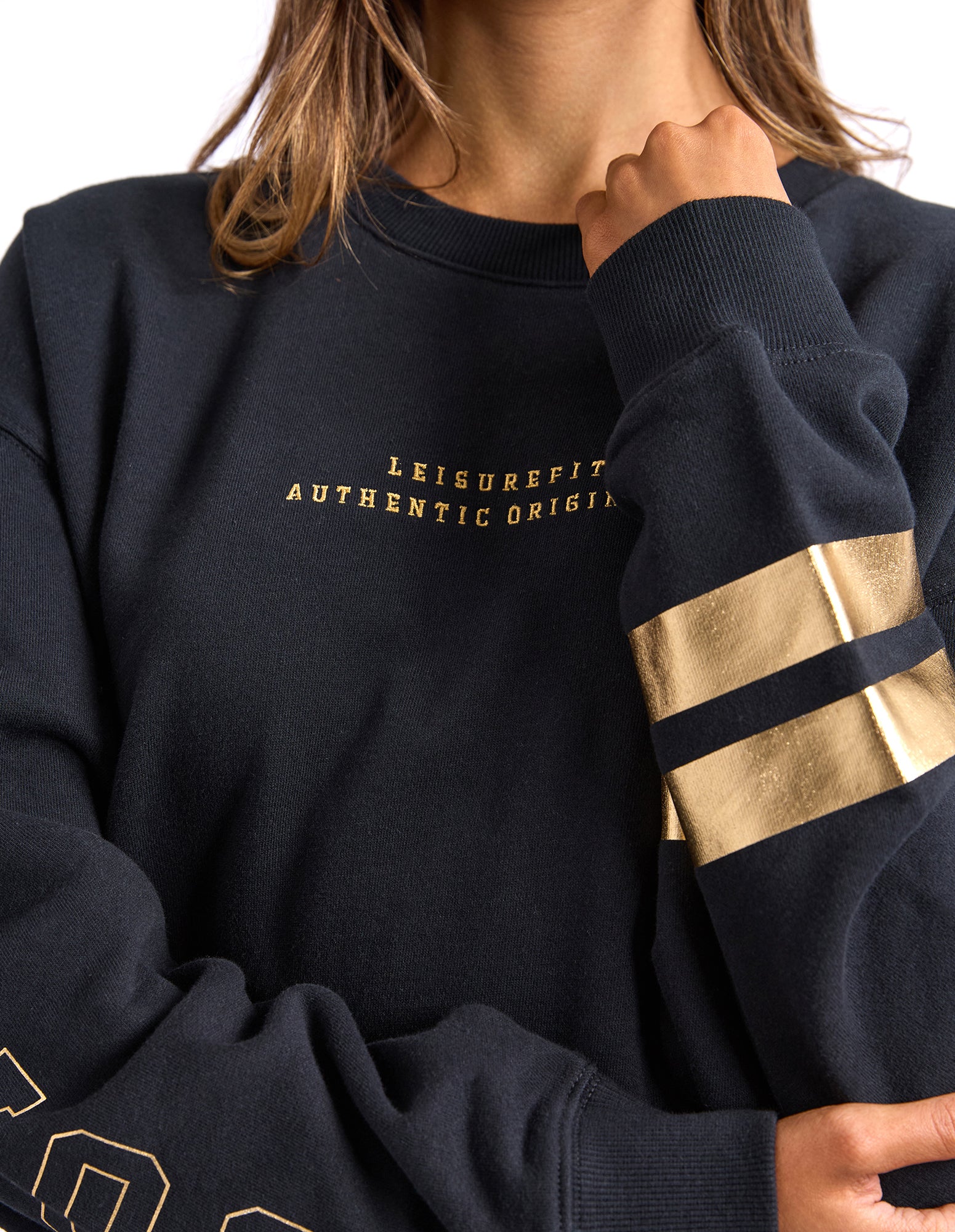 Image of Foxwood Metallic Origin Crew Jumper - Black with Gold