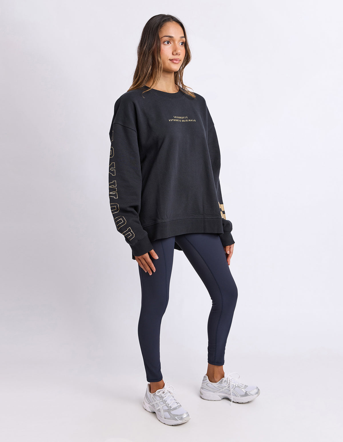 Foxwood Metallic Origin Crew Jumper - Black with Gold