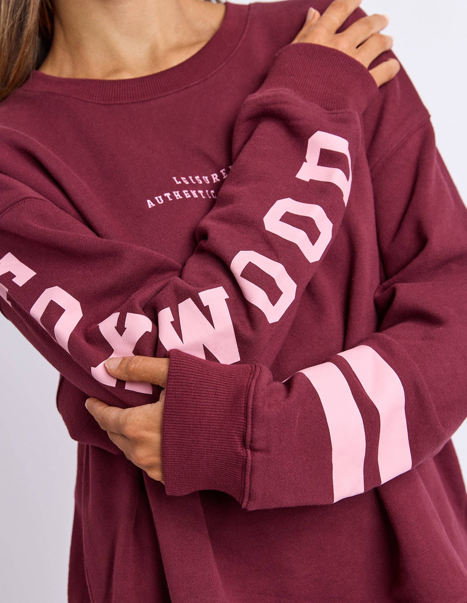 Image of Foxwood Origin Crew Jumper - Burgandy with Pink