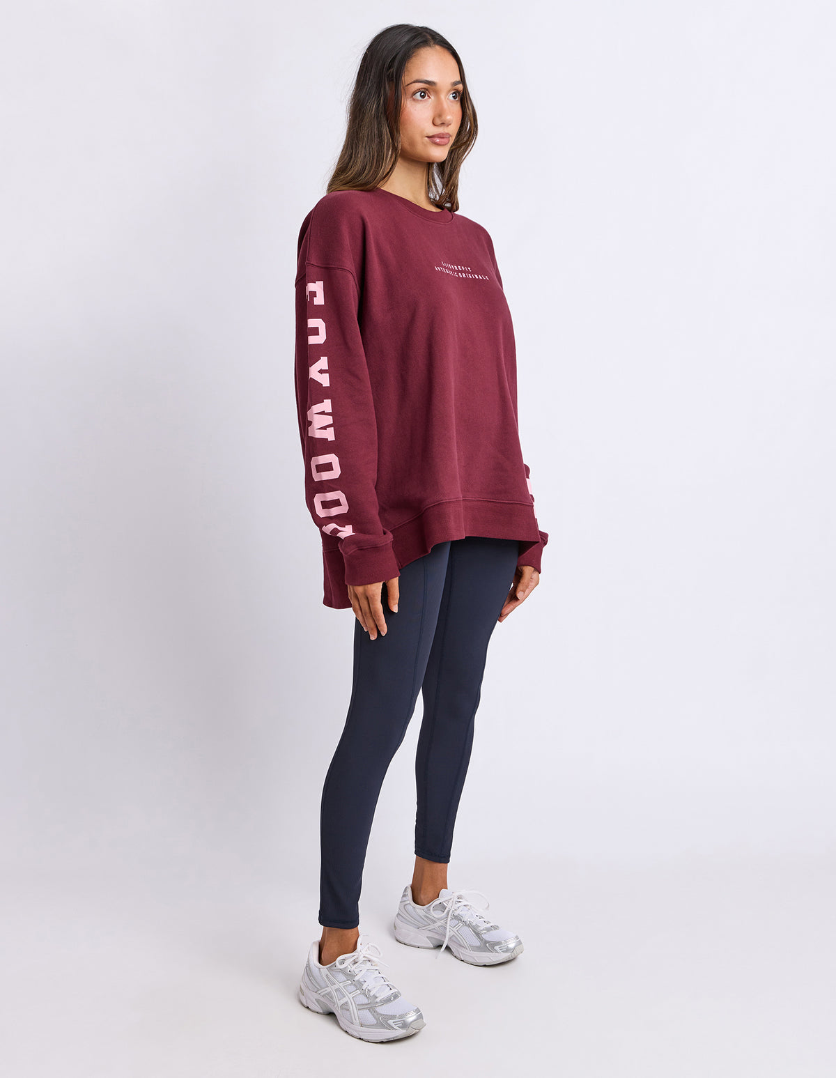 Foxwood Origin Crew Jumper - Burgandy with Pink