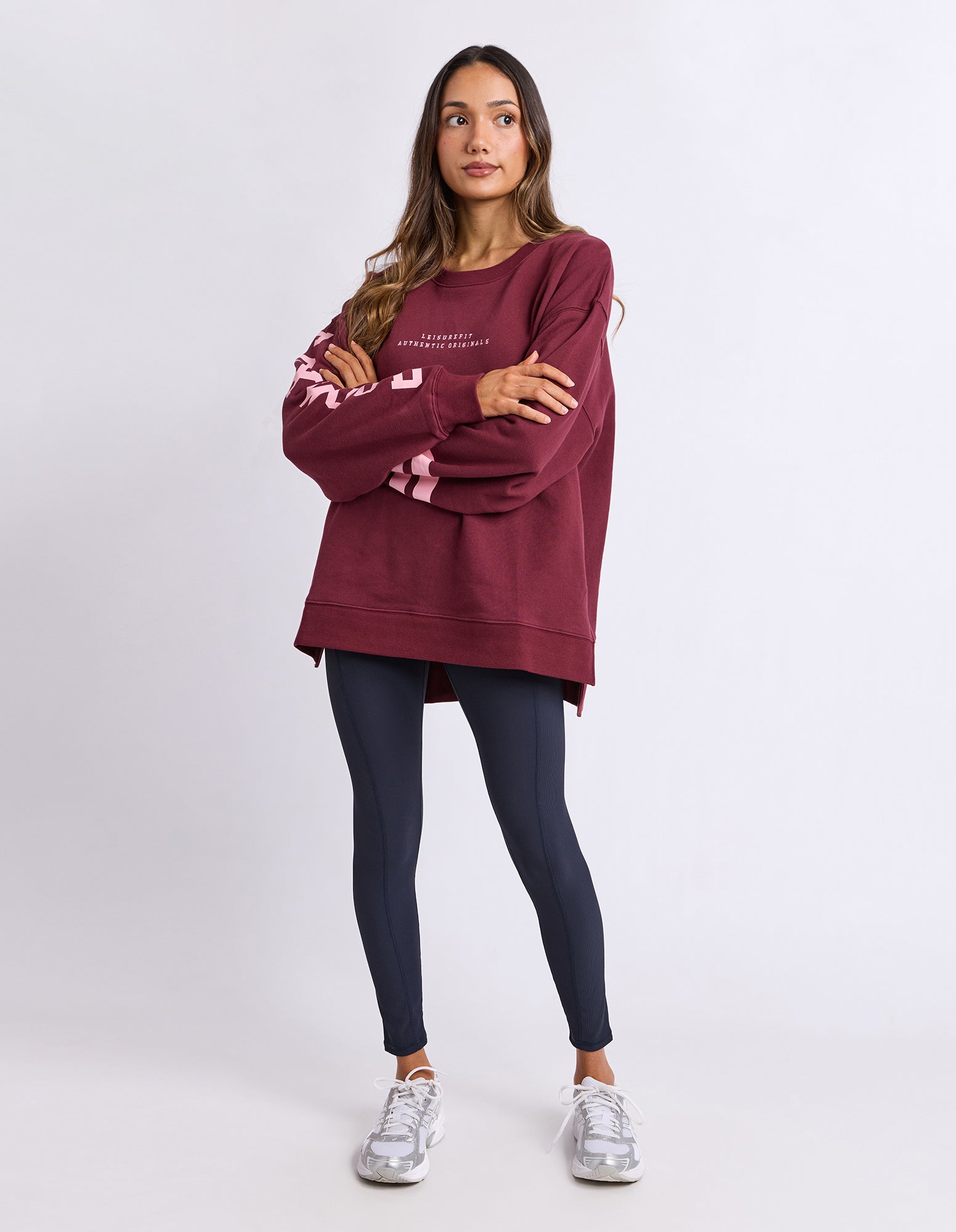 Image of Foxwood Origin Crew Jumper - Burgandy with Pink