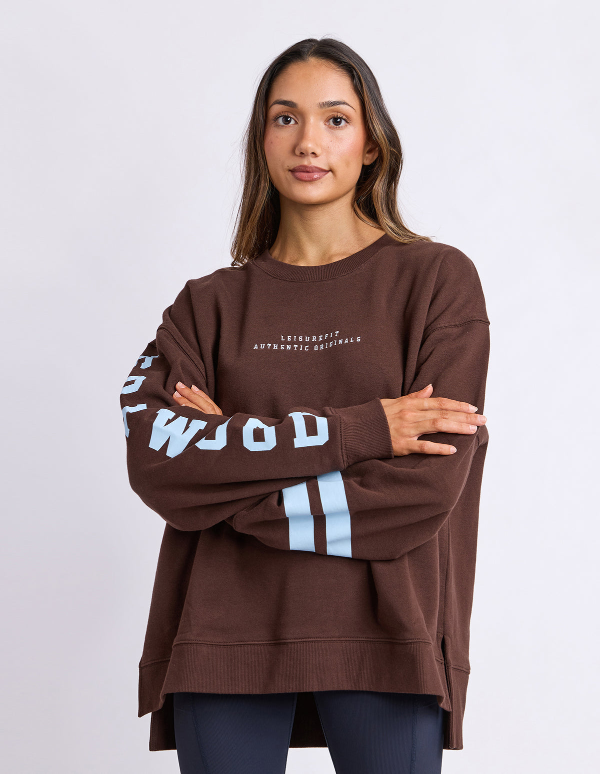 Foxwood Origin Crew Jumper - Coffee Bean with Light Blue