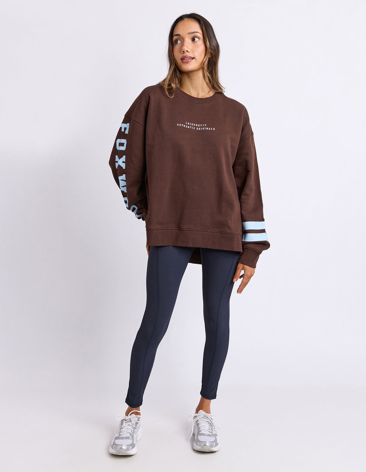 Foxwood Origin Crew Jumper - Coffee Bean with Light Blue