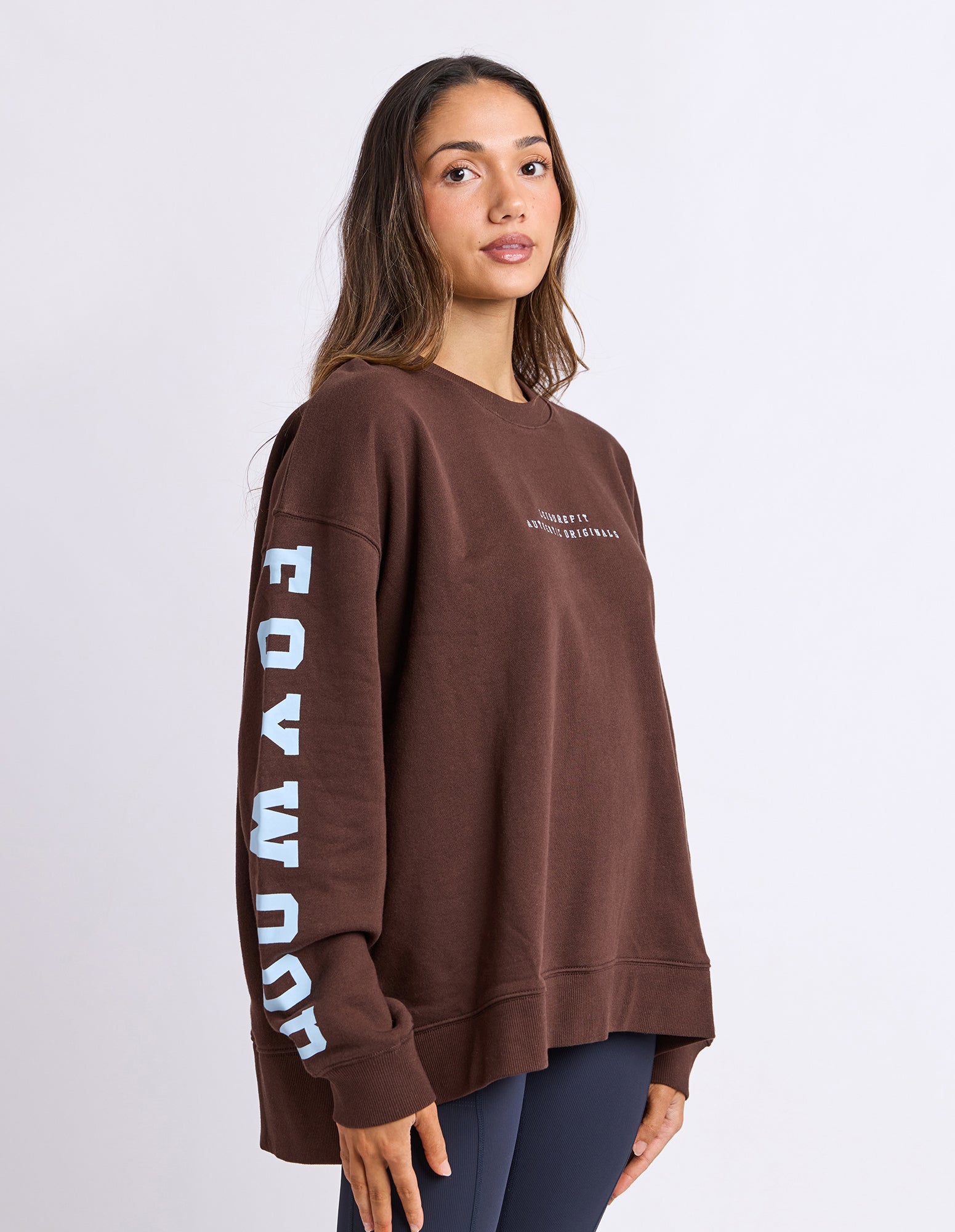 Image of Foxwood Origin Crew Jumper - Coffee Bean with Light Blue