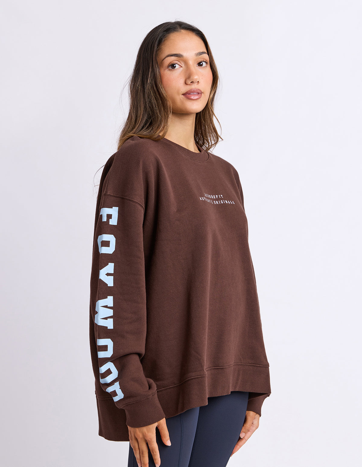 Foxwood Origin Crew Jumper - Coffee Bean with Light Blue