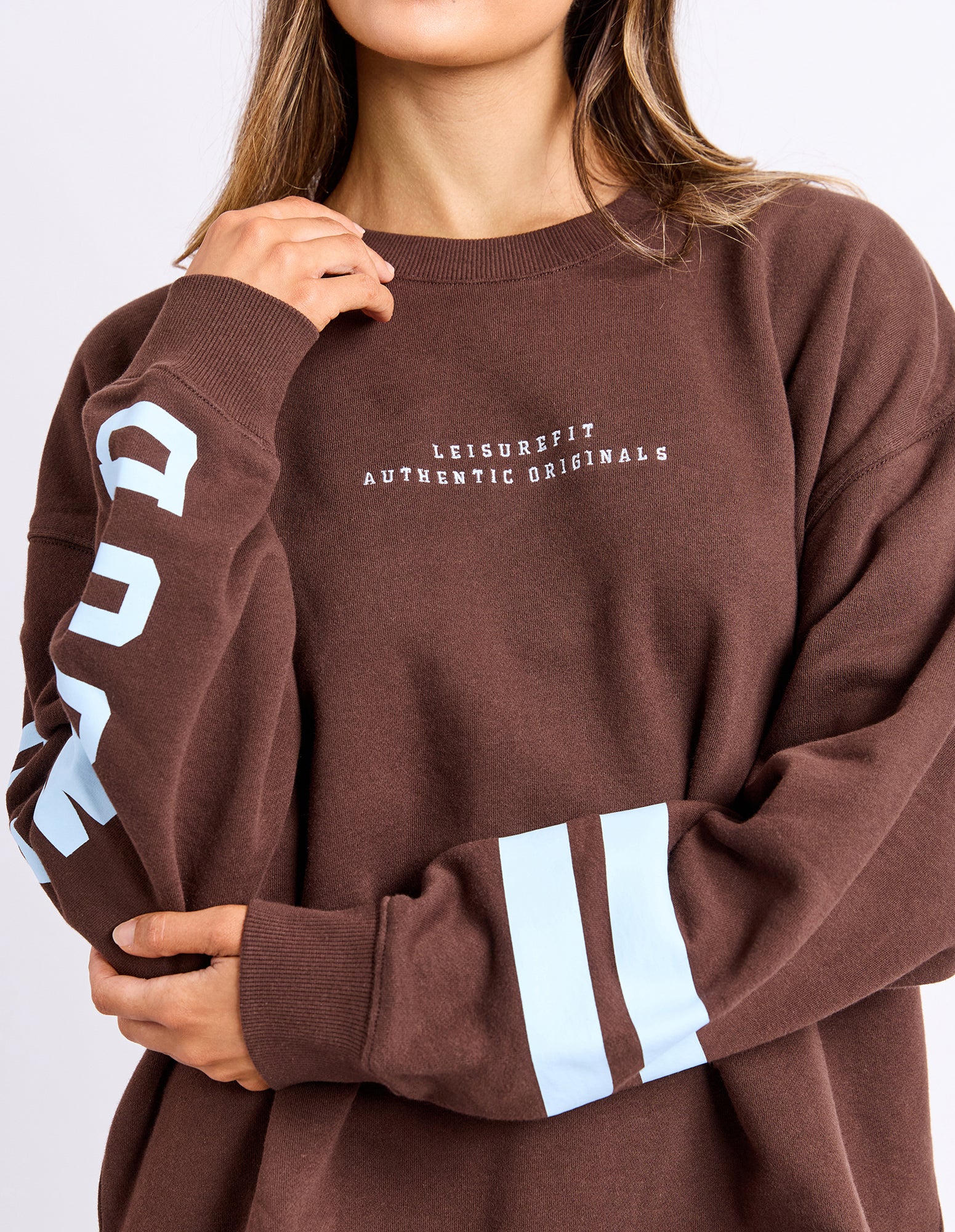 Image of Foxwood Origin Crew Jumper - Coffee Bean with Light Blue