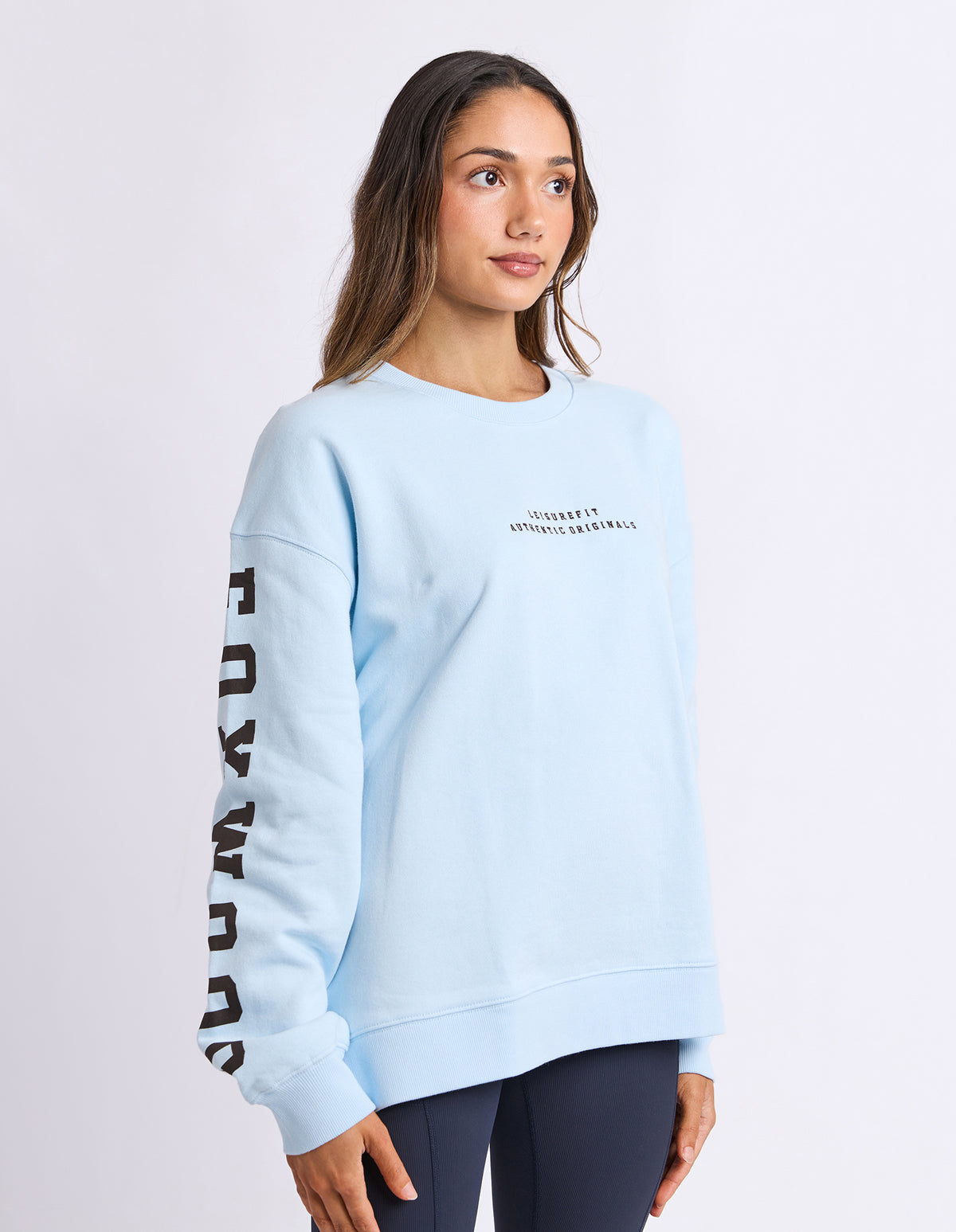 Foxwood Origin Crew Jumper - Light Blue with Coffee